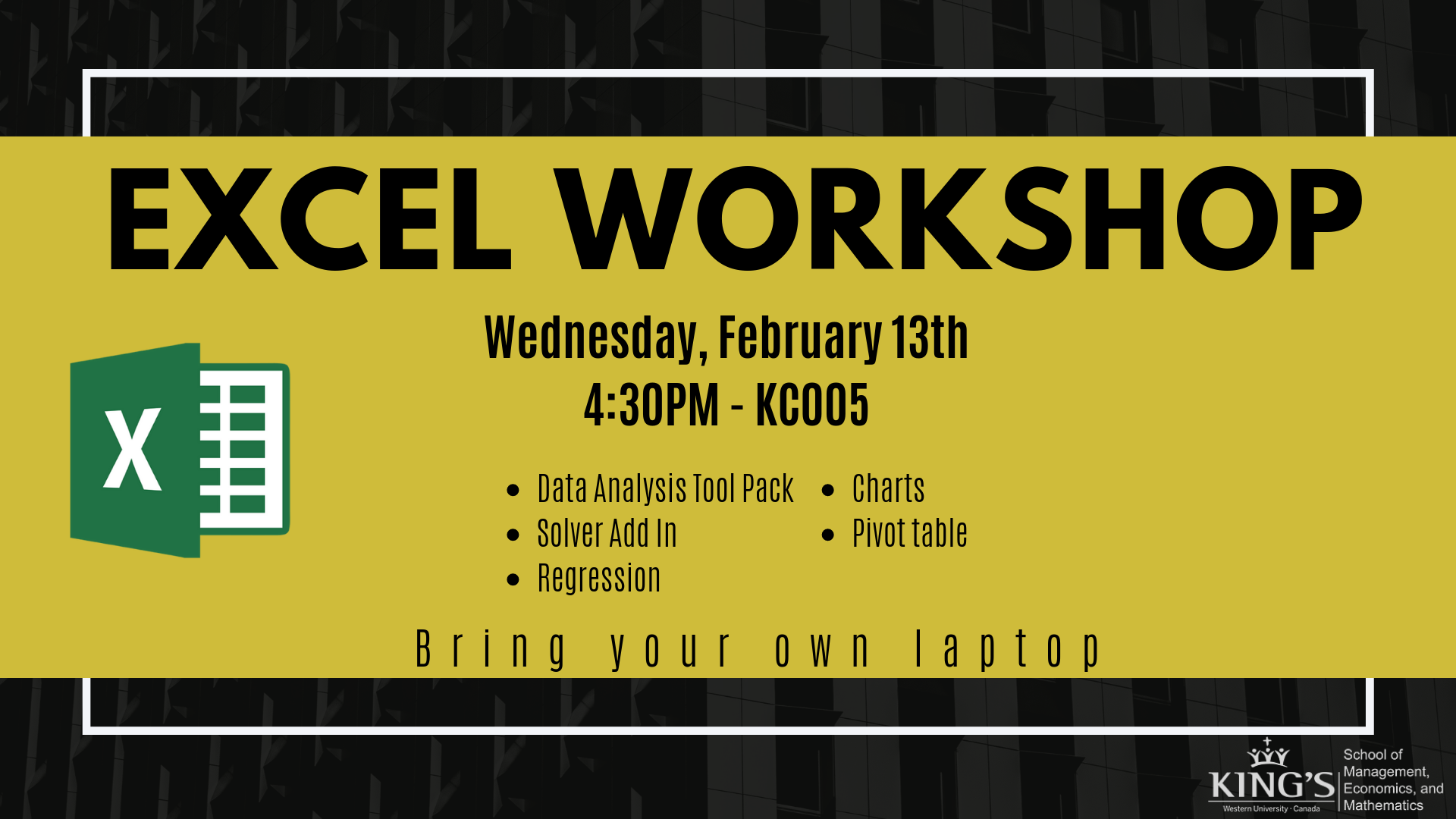 Excel workshop king s university college